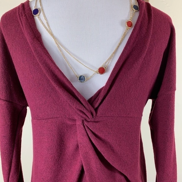 AMARYLLIS BURGUNDY LONG SLEEVE TOP - Picture 5 of 7